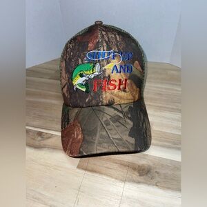 Trucker Hat  Camo “Shut Up And Fish” Adjustable